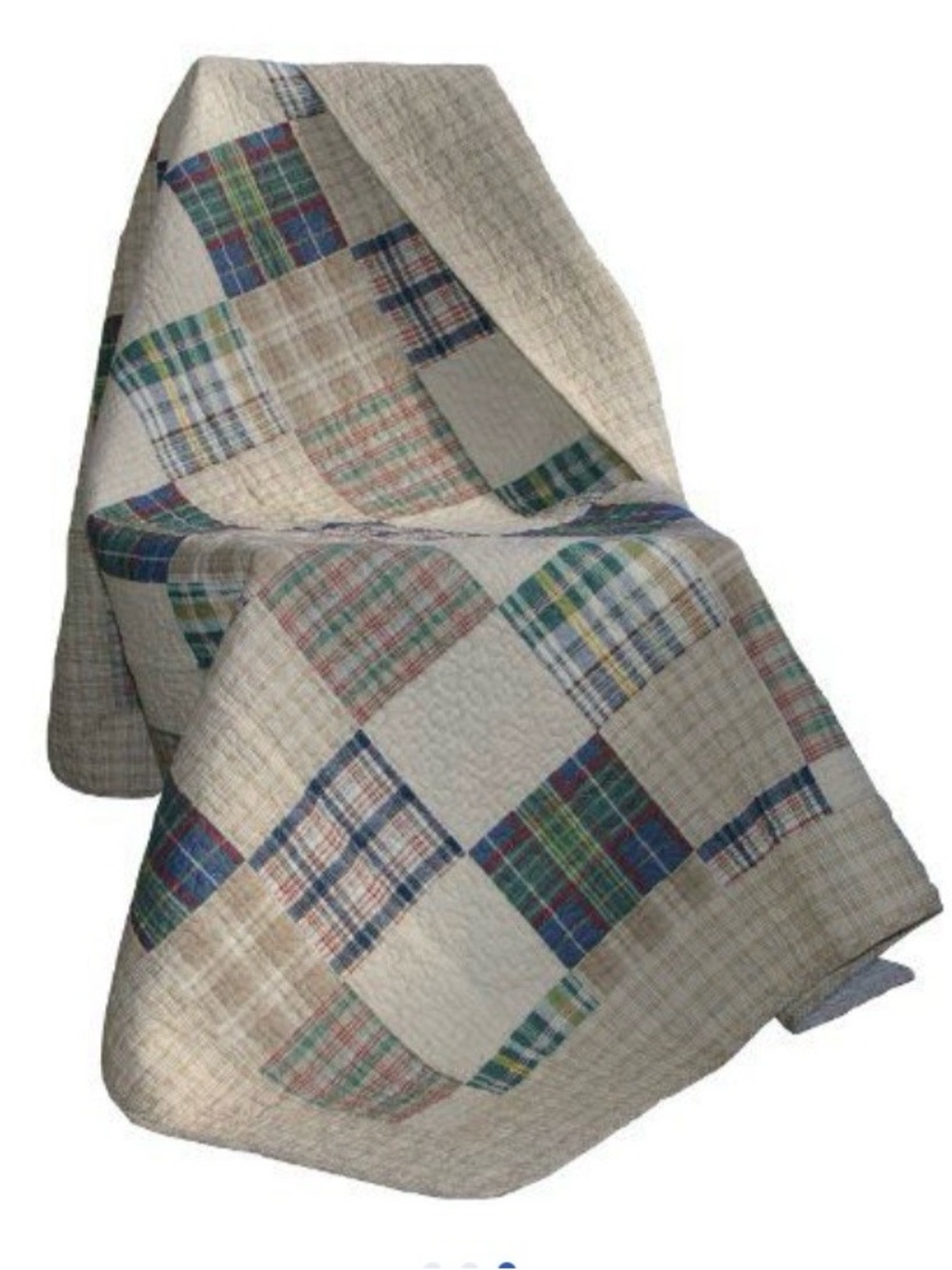 GAIAM Patchwork Plaid Cotton Quilt in Beige, Blue, Red, Green - Picture 2 of 3